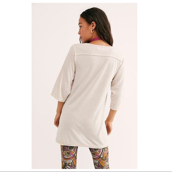 FREE PEOPLE BOHO TUNIC HENLEY TEE TOP A2C - Picture 12 of 16